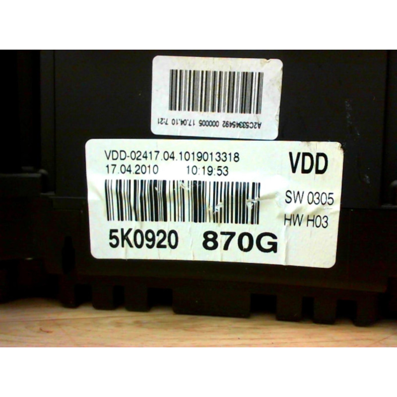 Compteur VOLKSWAGEN GOLF 6 d’occasion