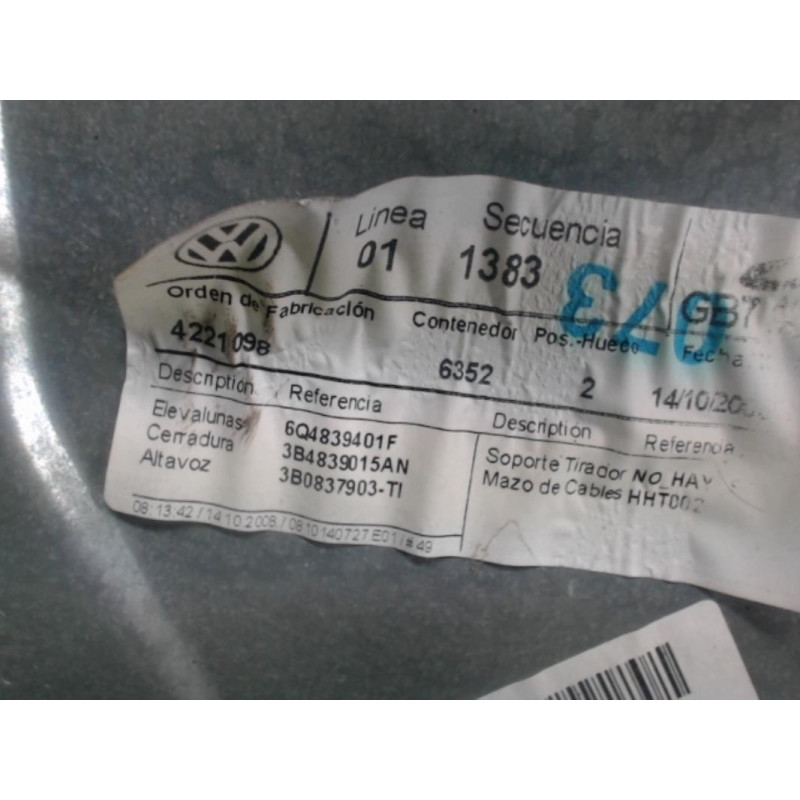 Leve vitre mecanique arriere gauche VOLKSWAGEN POLO IV (9N3) PHASE 2 d’occasion