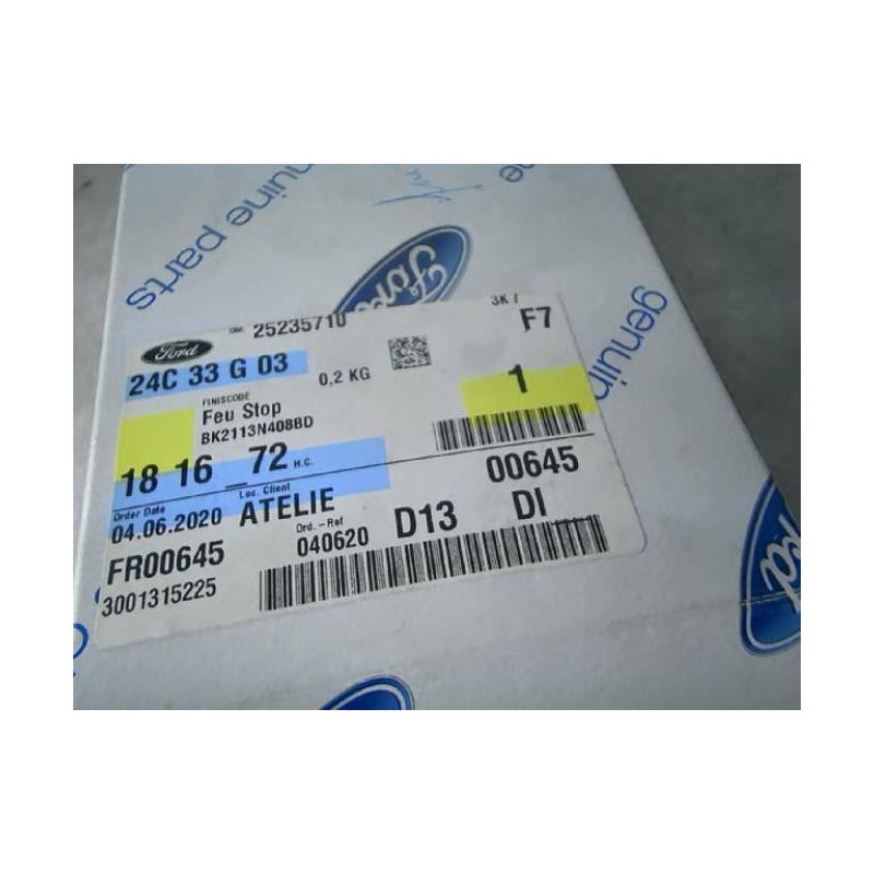 Feu arriere stop central FORD TRANSIT CUSTOM PHASE 1 d’occasion