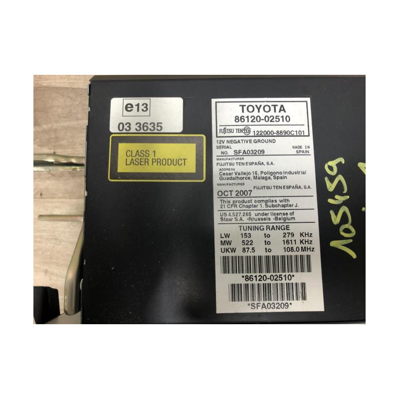 Autoradio d'origine TOYOTA AURIS 1 PHASE 1 d’occasion