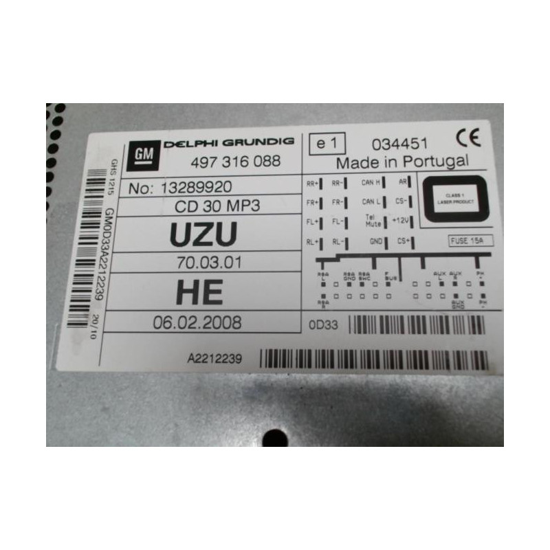 Autoradio OPEL CORSA D PHASE 1 d’occasion