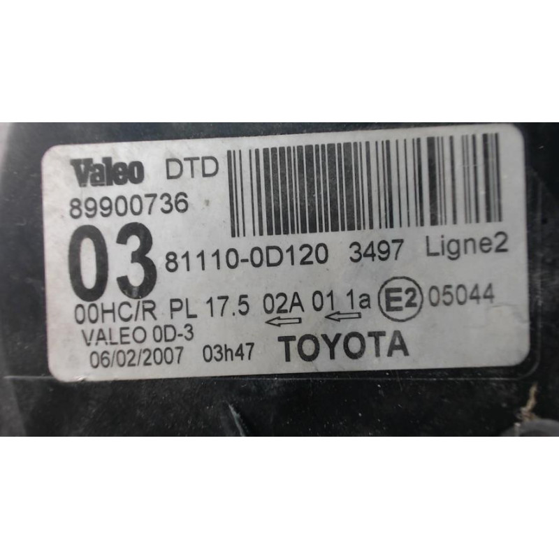 Optique avant principal droit (feux)(phare) TOYOTA  d’occasion