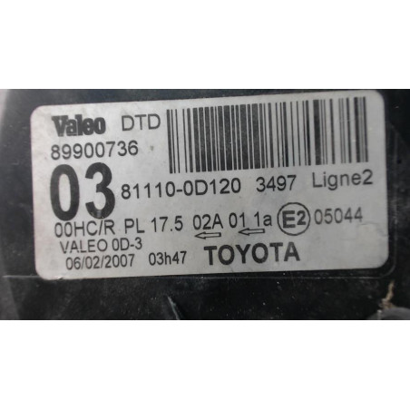 Optique avant principal droit (feux)(phare) TOYOTA  d’occasion