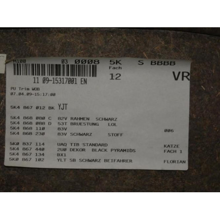 Panneau de porte avant droit VOLKSWAGEN GOLF 6 d’occasion