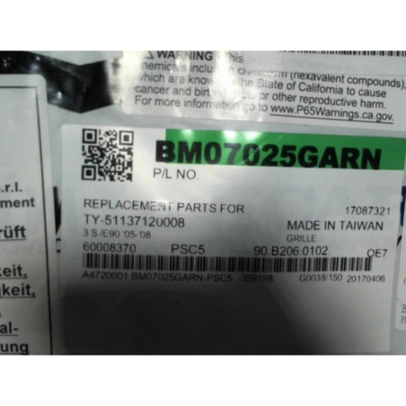 Calandre droite BMW SERIE 3 (E90) PHASE 1 d’occasion