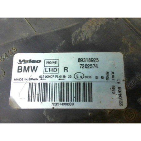 Optique avant principal droit (feux)(phare) BMW SERIE 3 E90 PHASE 1 d’occasion