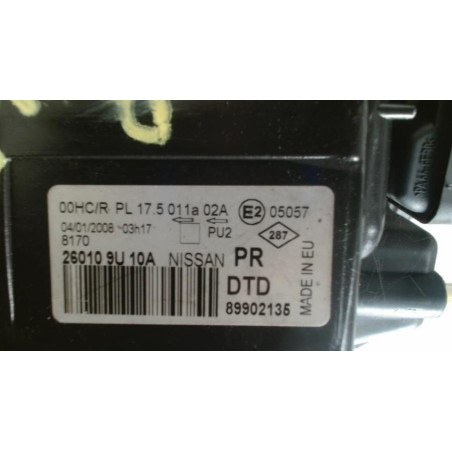Optique avant principal droit (feux)(phare) NISSAN NOTE 1 PHASE 1 d’occasion