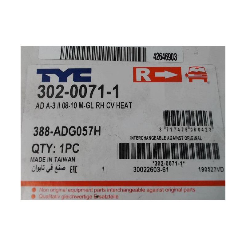 Glace retroviseur droit AUDI A3 2 PHASE 1 d’occasion