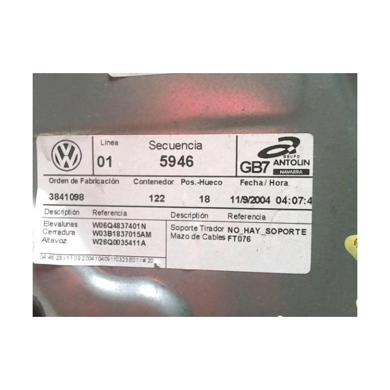 Leve vitre electrique arriere gauche VOLKSWAGEN POLO 4 PHASE 1 d’occasion