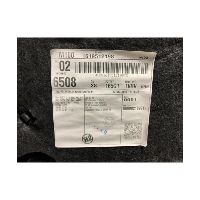 Panneau de porte avant droit VOLKSWAGEN GOLF 7 PHASE 1 d’occasion