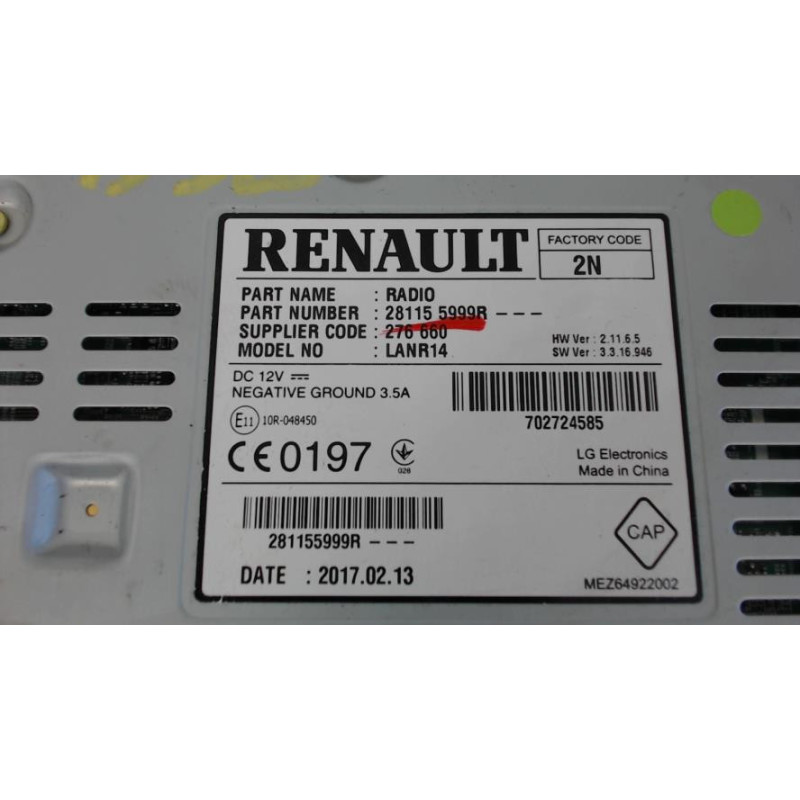 Autoradio d'origine RENAULT MEGANE 4 PHASE 1 d’occasion