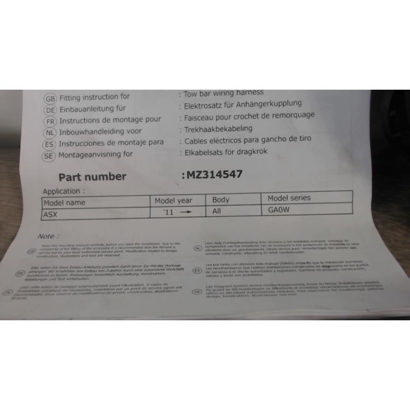 Faisceau d'attelage MITSUBISHI ASX PHASE 1 d’occasion