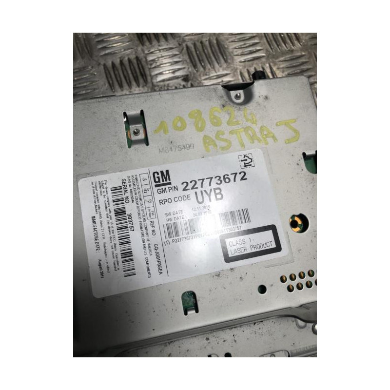 Autoradio d'origine OPEL ASTRA J PHASE 1 d’occasion