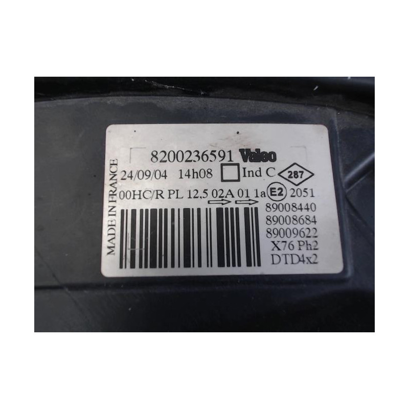 Optique avant principal droit (feux)(phare) RENAULT KANGOO 1 PHASE 2 d’occasion