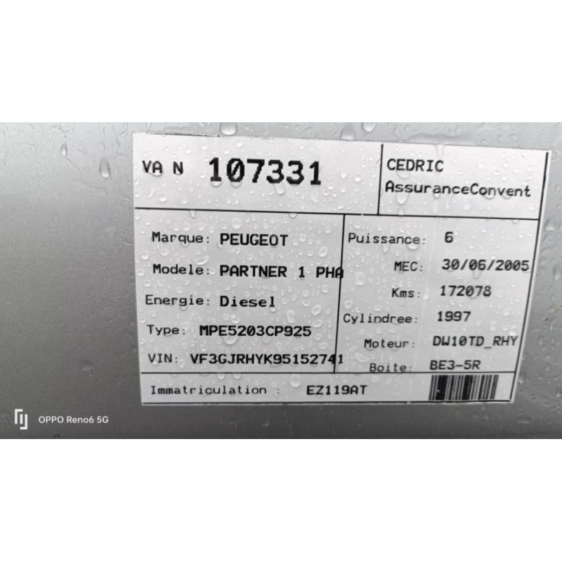 Commande de reglage hauteur de phare PEUGEOT PARTNER 1 PHASE 2 d’occasion
