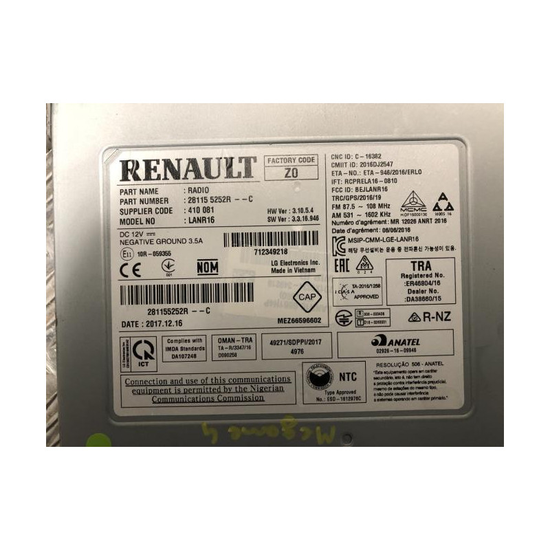 Autoradio d'origine RENAULT MEGANE 4 PHASE 1 d’occasion