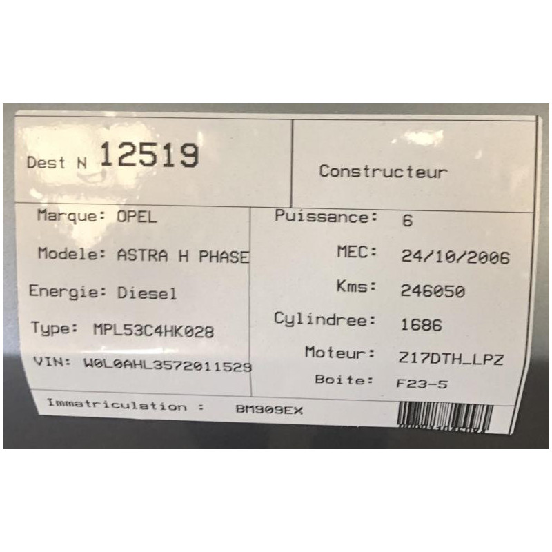 Boite de vitesses OPEL ASTRA H PHASE 1 BREAK d’occasion