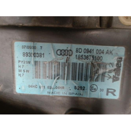 Optique avant principal droit (feux)(phare) AUDI A4 1 PHASE 2 d’occasion