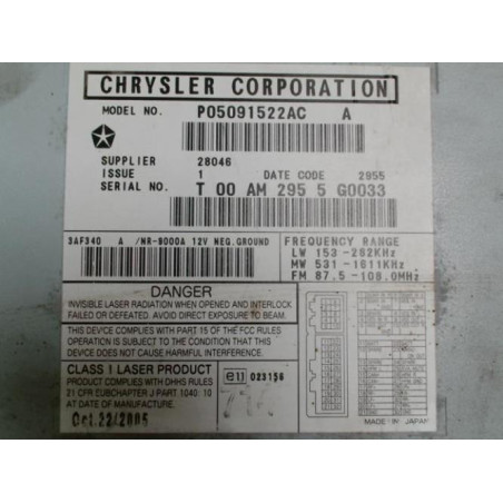 Autoradio d'origine CHRYSLER PT CRUISER PHASE 2 BREAK d’occasion