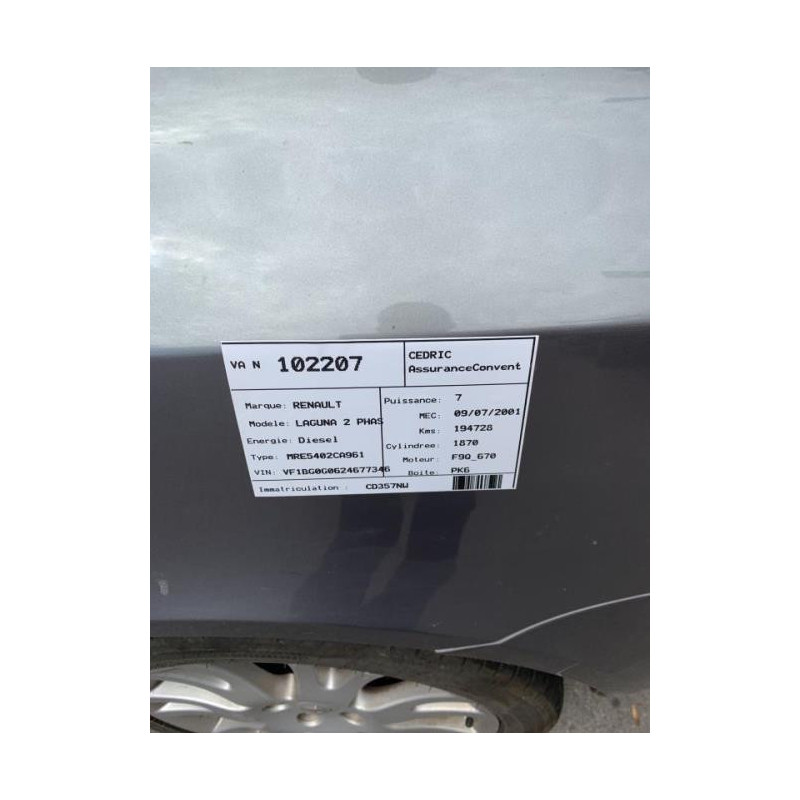 Feu arriere principal droit (feux) RENAULT LAGUNA 2 PHASE 1 d’occasion