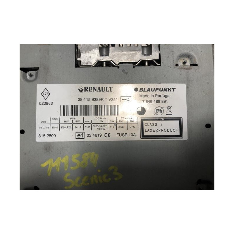 Autoradio d'origine RENAULT SCENIC 3 PHASE 1 d’occasion