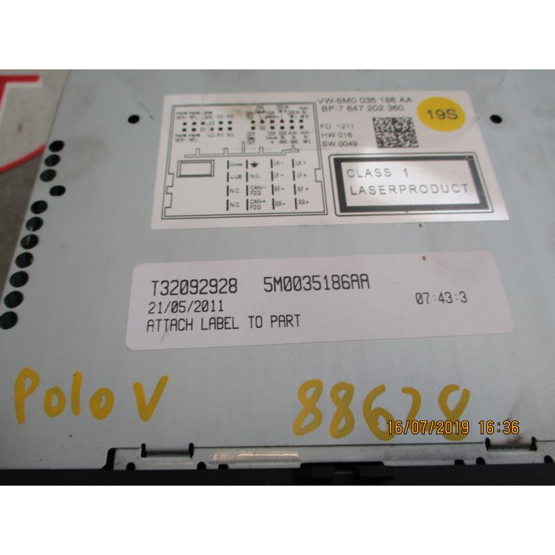 Autoradio d'origine VOLKSWAGEN POLO V (6R/6C) PHASE 1 d’occasion
