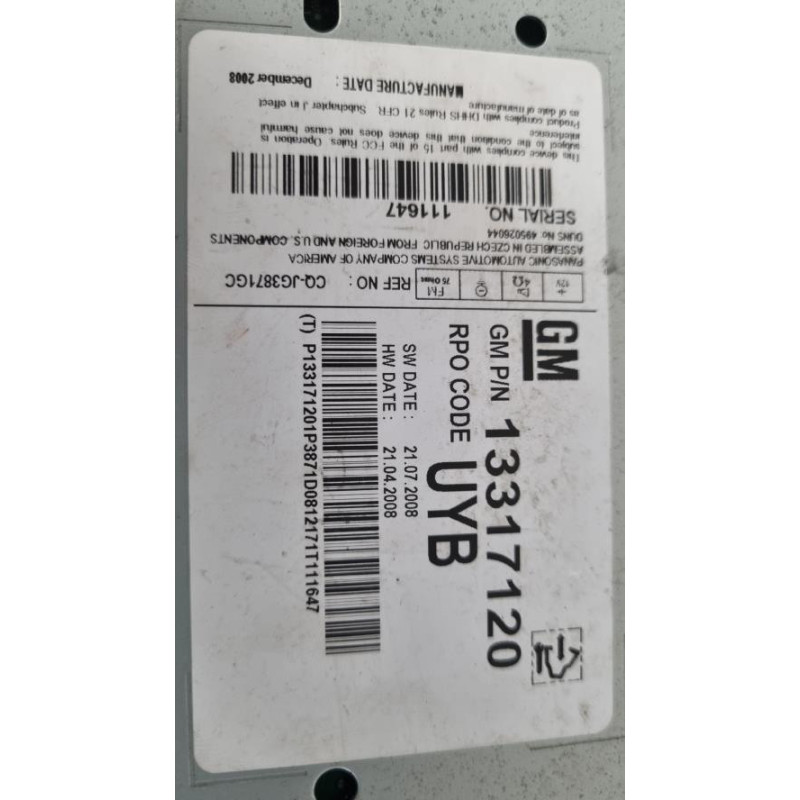 Autoradio d'origine OPEL INSIGNIA 1 PHASE 1 d’occasion