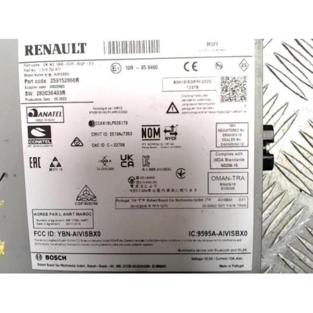 Autoradio d'origine RENAULT CAPTUR 2 PHASE 1 d’occasion