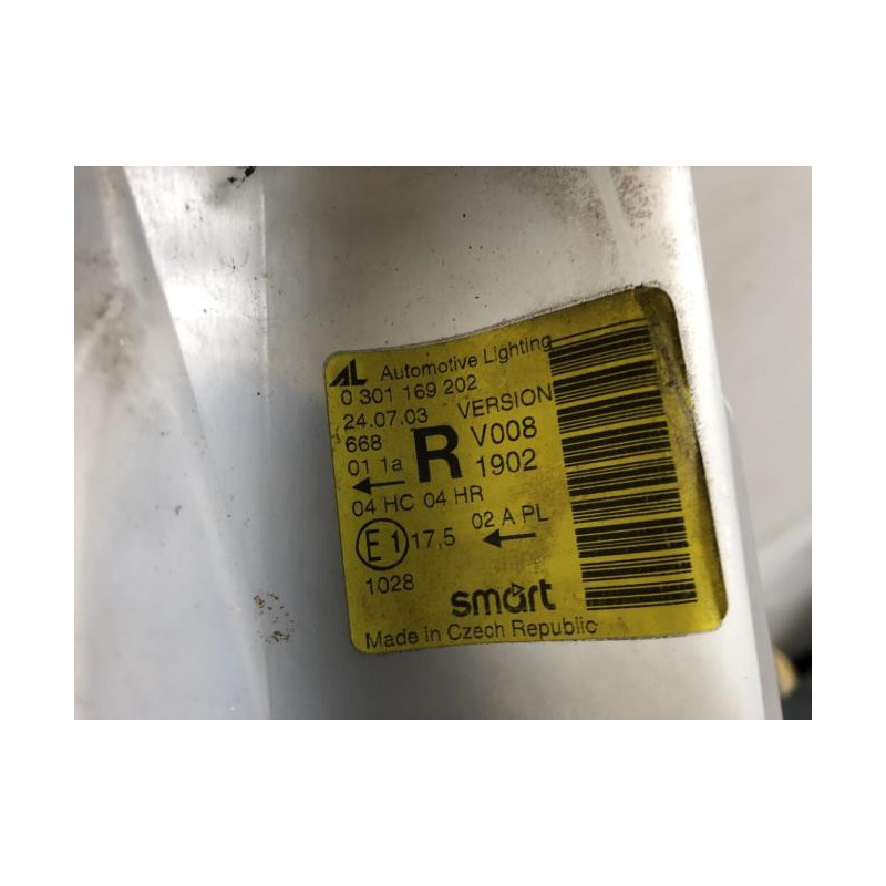 Optique avant principal droit (feux)(phare) SMART FORTWO 1 PHASE 2 COUPE d’occasion