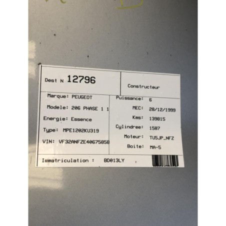 Moteur PEUGEOT 206 PHASE 1 d’occasion