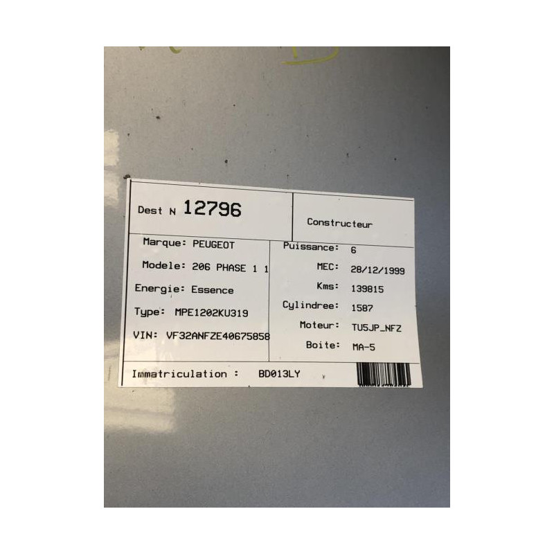 Moteur PEUGEOT 206 PHASE 1 d’occasion