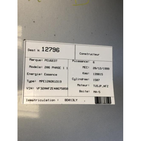 Moteur PEUGEOT 206 PHASE 1 d’occasion
